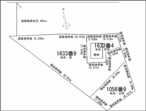 中古住宅 千歳市駒里 道路境界線